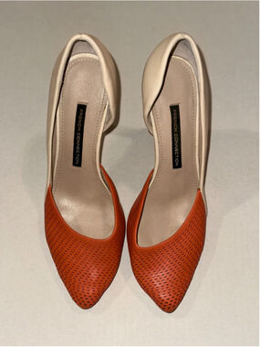 French Connection Mabel D'Orsay Heels EU 38 Orange Tan Two Tone Pointed Pumps